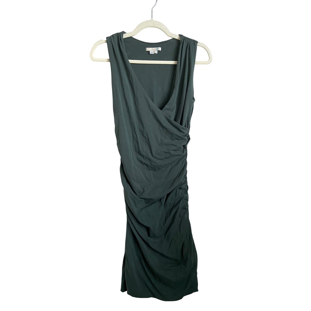 Boden Dark Green Ruched Surplice V-Neck Sleeveless Jersey Dress US 6L